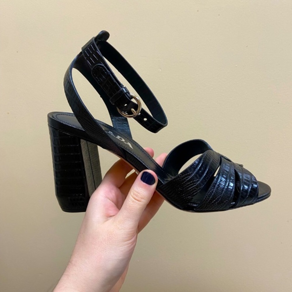 Black Heeled Sandals | Prada